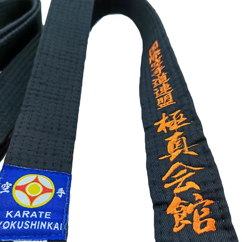 Kyokushin Karate Black Belt Embroidery Japanese Martial Arts Sports IKF Club Polyester Decorations Customized Name Width 4Cm