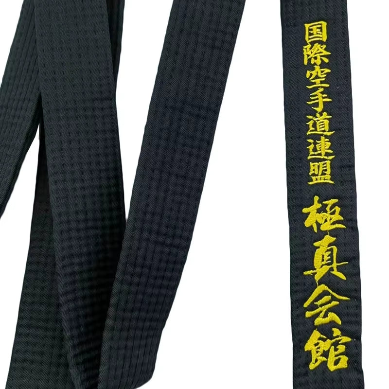 Kyokushin Karate Black Belt Embroidery Japanese Martial Arts Sports IKF Club Polyester Decorations Customized Name Width 4Cm