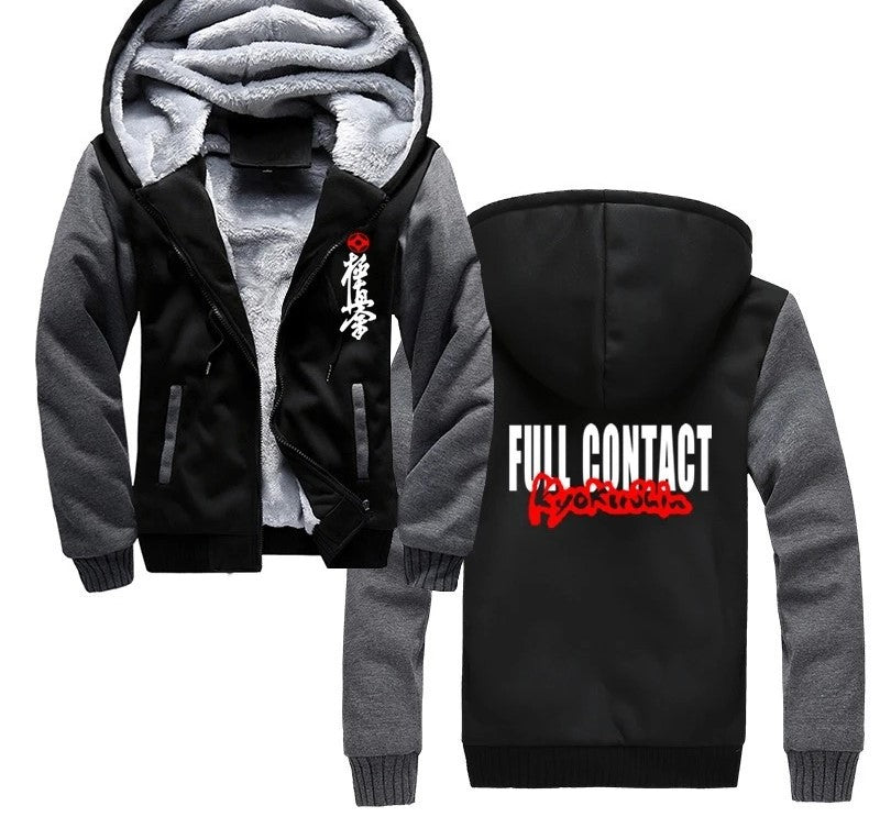 kyokushin winter men hoodies kanku and kanji