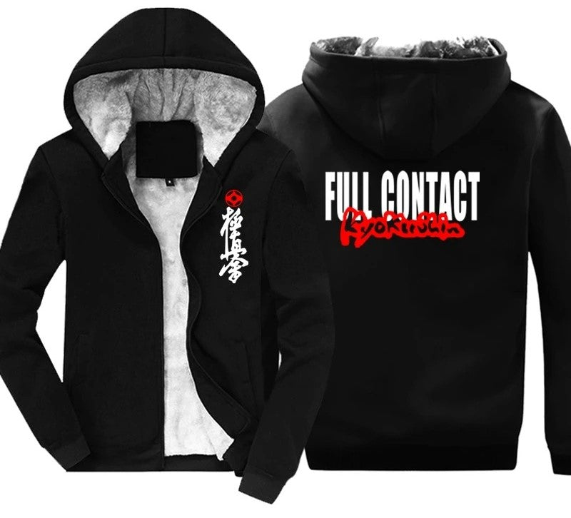 kyokushin winter men hoodies kanku and kanji