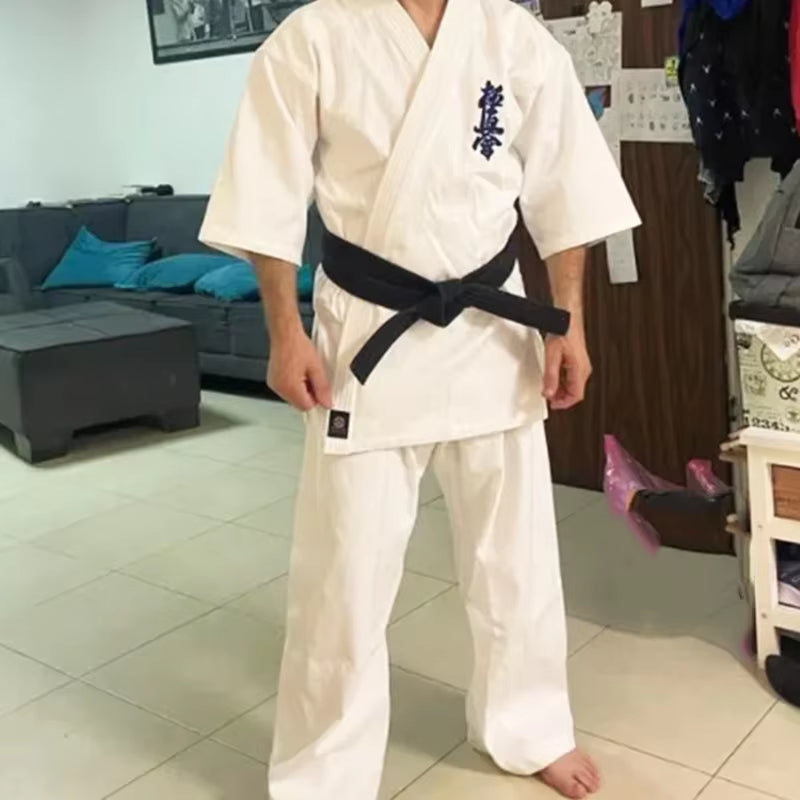 High Quality Kyokushinkai Dobok 12Oz 100% Cotton Dogi Canvas Karate Uniform Kimono Gi Cloth for Kids Adult,Free White Belt
