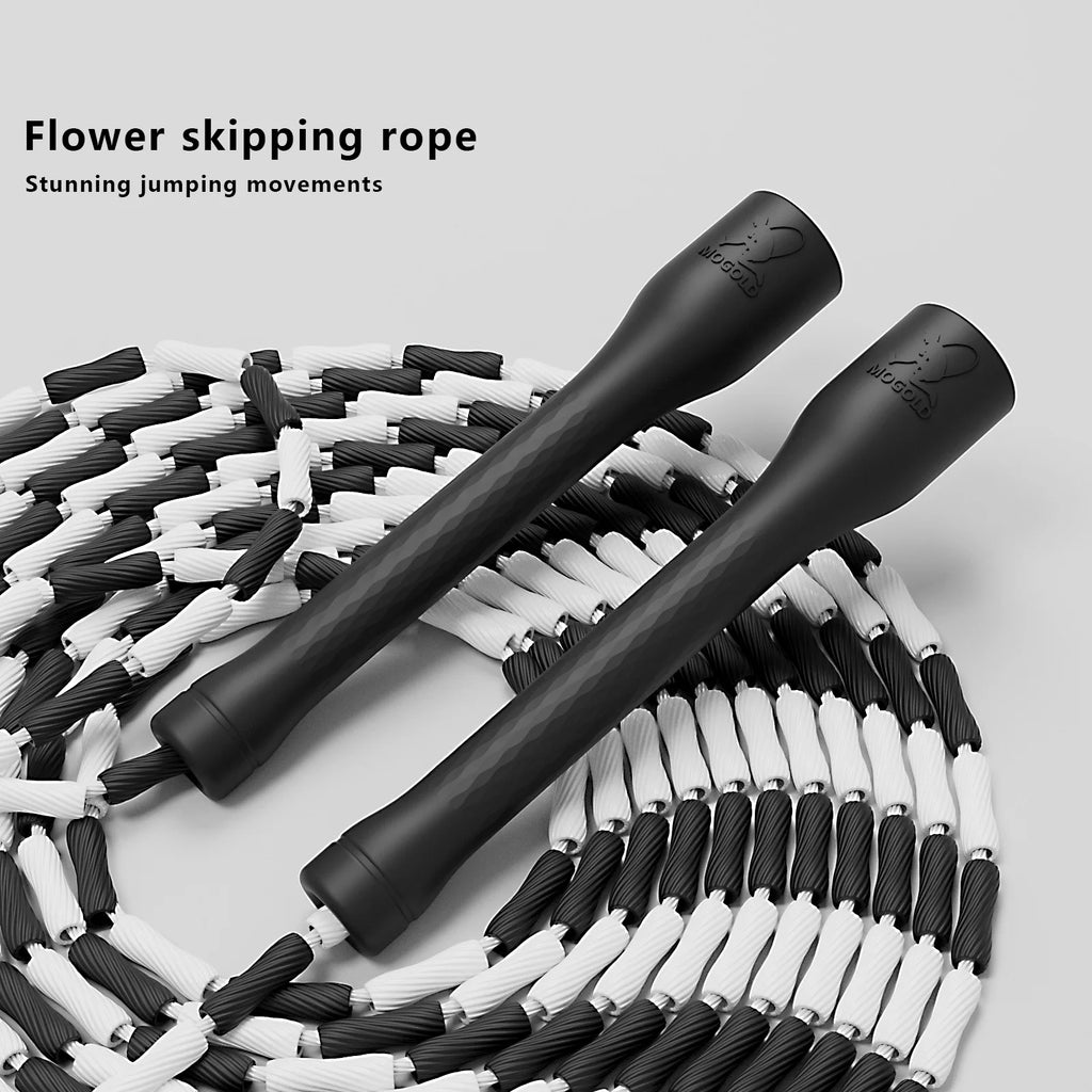 Beaded jump rope for coordination and footwork training