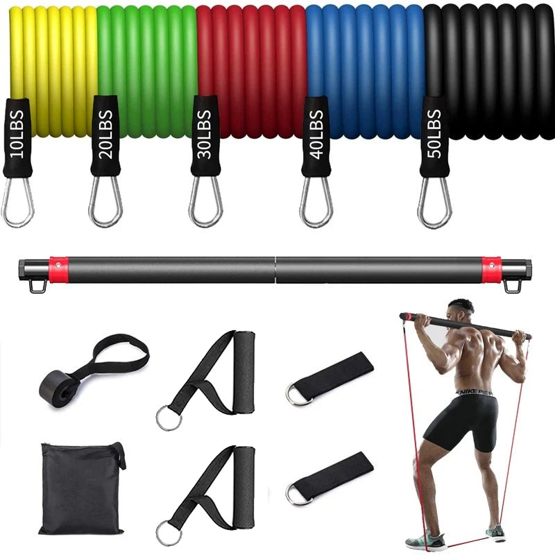 Fitness Resistance Rubber Band Yoga Elastic Band Upgrade Training Bar Set  Pilates Training Exercise Fitness Equipment Pull Rope