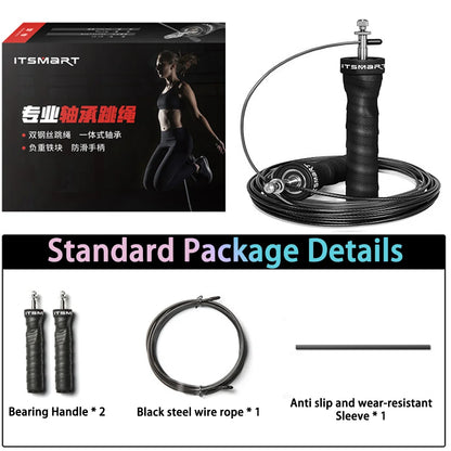 1 set of steel wire skipping rope for fitness and physical training, sports carbon steel bearings for adjustable skipping rope