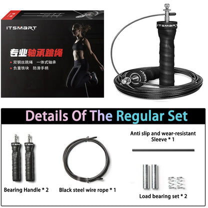 1 set of steel wire skipping rope for fitness and physical training, sports carbon steel bearings for adjustable skipping rope
