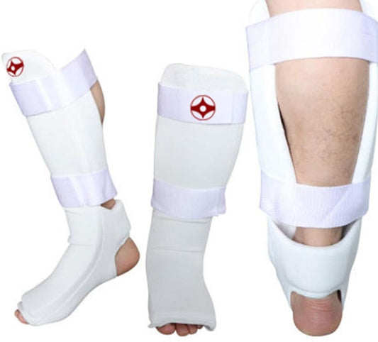 Hot Sale Kyokushinkai Karate Foot Protection Kyokushin Shin Instep Guards Kick Boxing Taekwondo Shank Protectors