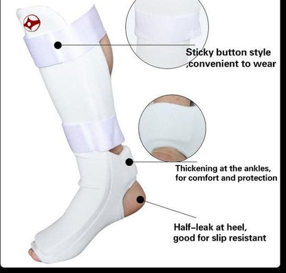 Hot Sale Kyokushinkai Karate Foot Protection Kyokushin Shin Instep Guards Kick Boxing Taekwondo Shank Protectors